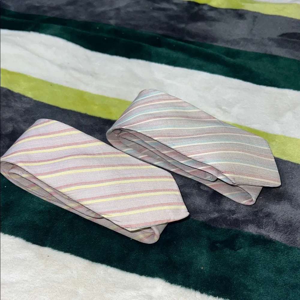 Vintage Mario Valentino Pastel Striped Men's Tie Set